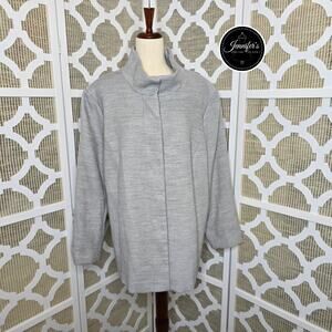 Lands' End Women's Gray Poly Blend Hidden Button Fully Lined Jacket Size 4X 30W